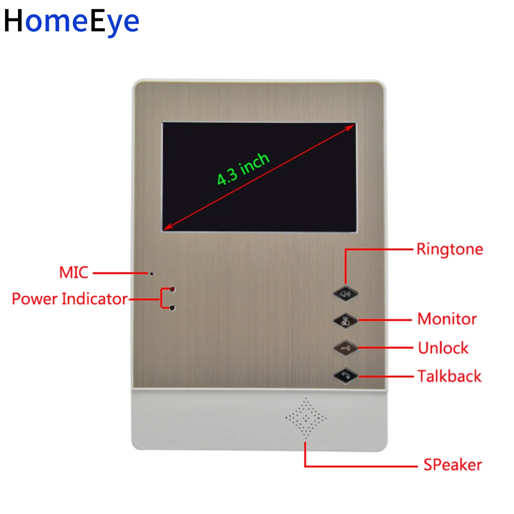 HomeEye 10 Семья дверной звонок Главная Система контроля доступа 4,3 ''LTD 4-Wire Multi-Семья Multi видео для квартир дверь домофон