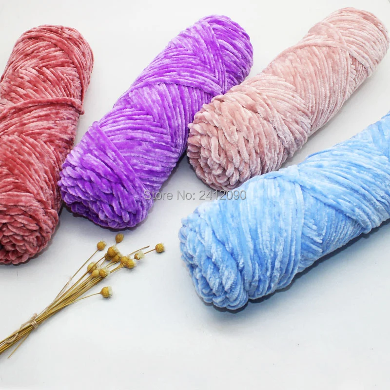 Бархат шениль пряжа полиэстер шелковая смесовая пряжа для DIY Ручная Вязание свитер шарф мягкая пряжа для детского вязания крючком 20 видов цветов