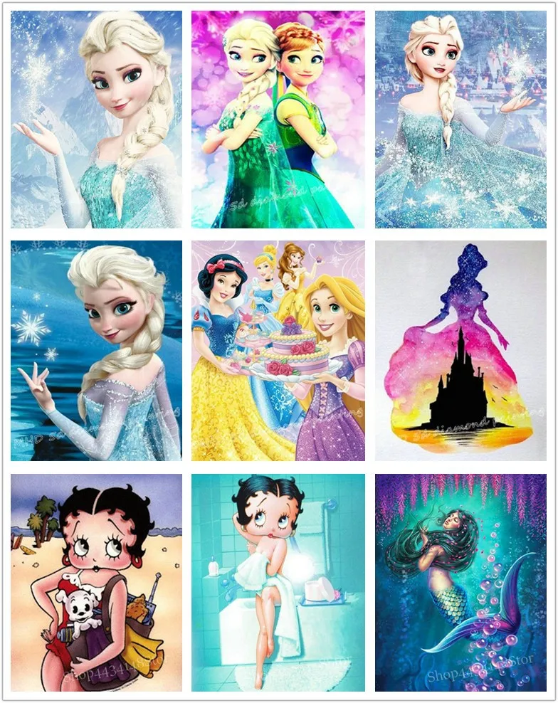 

Crafts Diamond Painting Cartoon Snow Princess Full Square / Round Rhinestone Mosaic 3D Diamond Embroidery Mickey