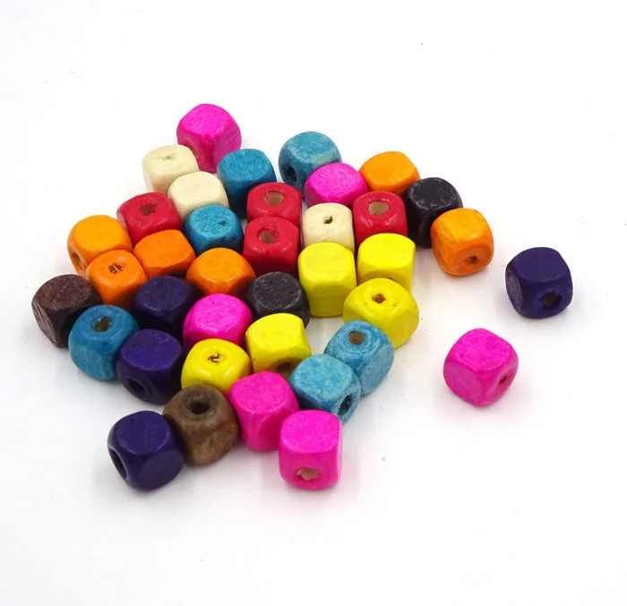

8mm 500pcs Mixed Square Cube Wooden Beads Accessoire Bijou Perle En Bois Wood Beading Boncuk Perlas Bricolaje MB97