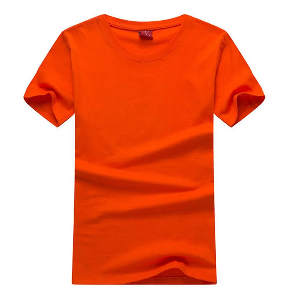 Пустая Футболка белая и черная Базовая Рабочая Футболка с круглым вырезом 180GSM хлопковые футболки с коротким рукавом, Дешевые топы, футболки - Цвет: orange