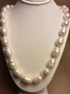 

Free shipping BEAUTIFUL 11-14MM SOUTH SEA BAROQUE WHITE PEARL NECKLACE