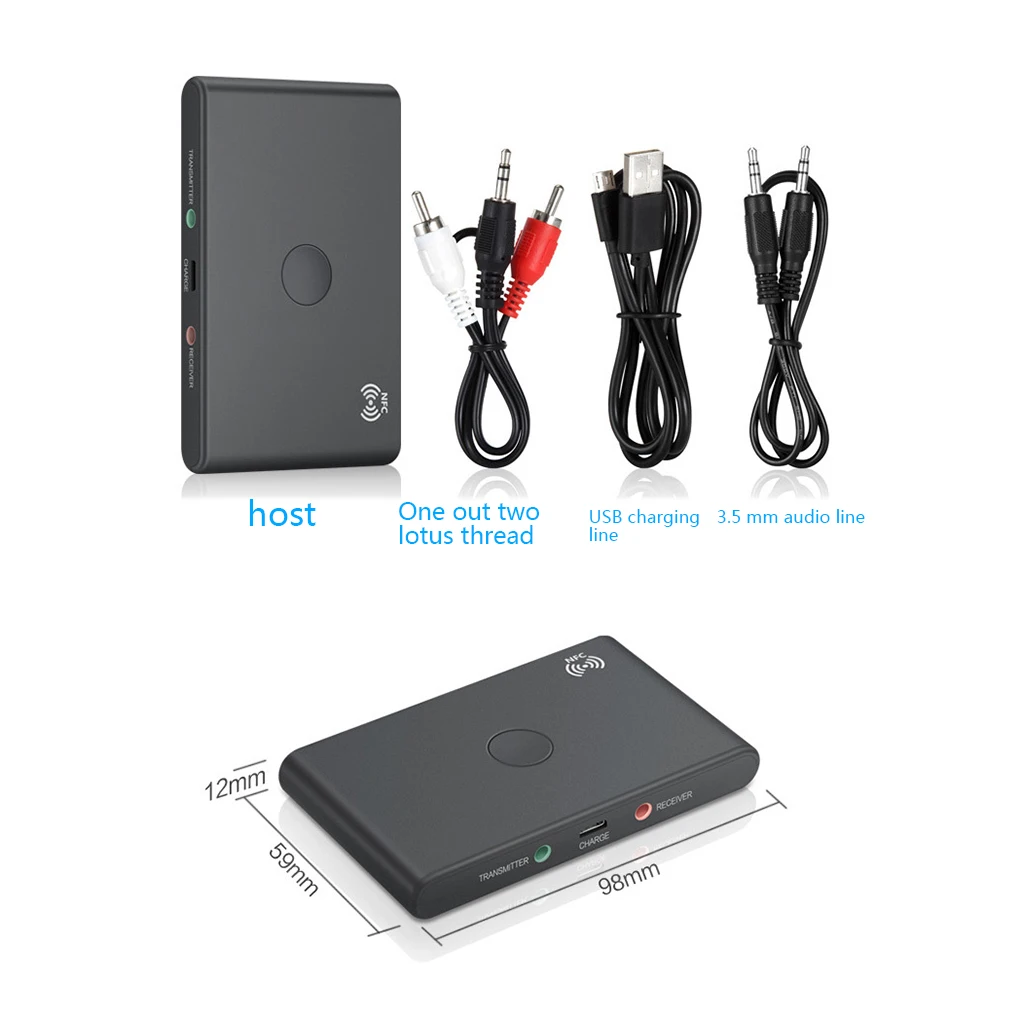 Portable Wireless Transmitter 2 In 1 Stereo Audio Adapter TV Headphones Bluetooth Receiver