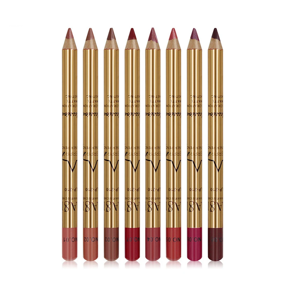 8 цветов/набор стойкая к поту стойкая без затенения карандаш для губ контурная ручка легко цветные Lipliners SET