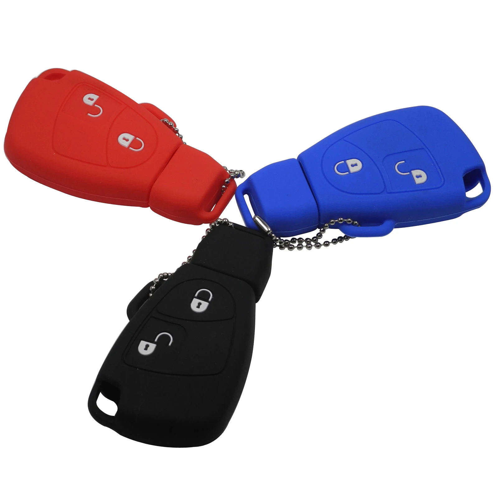 

jingyuqin New Remote Car Key Fob Silicone Case Cover Protector For Mercedes Benz B C E ML S CLK CL Car-Styling 2 Buttons