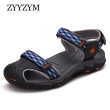ZYYZYM/мужские сандалии превосходного качества подлинный кожаный удобные мужские летние туфли мягкие болотные сандалии мужские пляжные сандалии в римском стиле