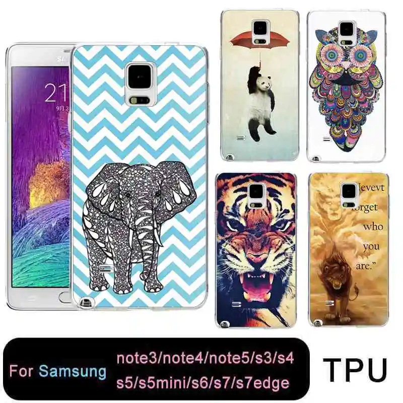 QMSWEI TPU Soft Phone Case For samsung S8 s6 s7 edge s4 s5 s3 C5 C9 note3 note4 note5 Lion Tiger Clear Lip Cover Free shipping |