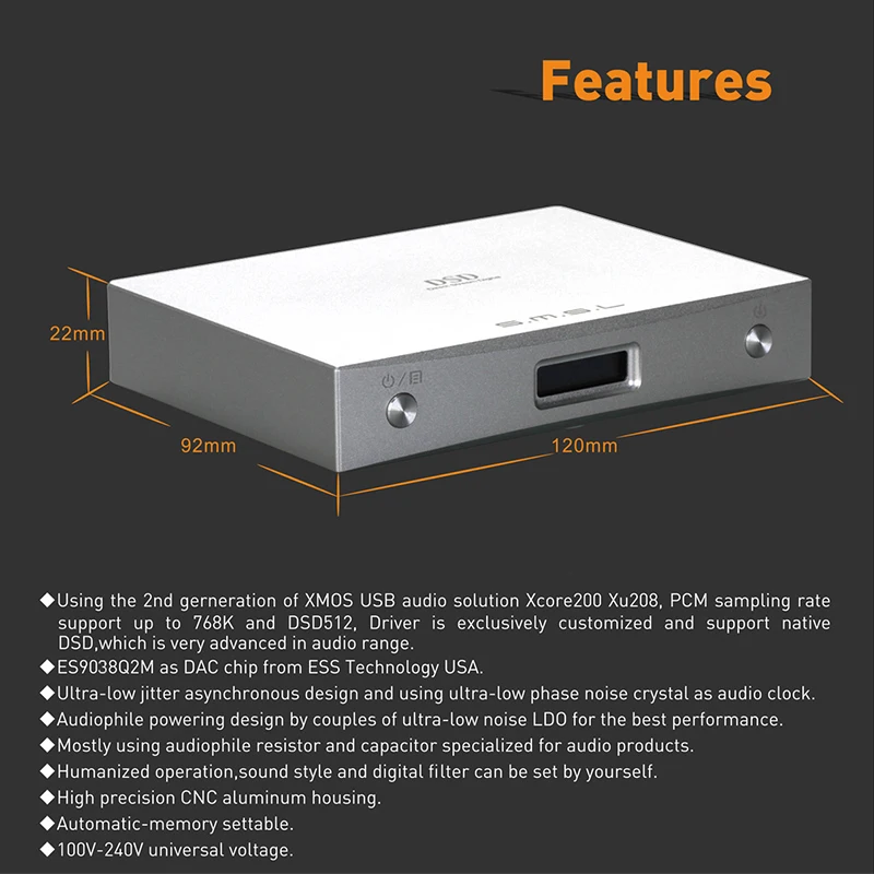 SMSL M8A DAC ES9038Q2M 32Bit/768 кГц DSD512 оптический коаксиальный XMOS USB асинхронный декодер|xmos