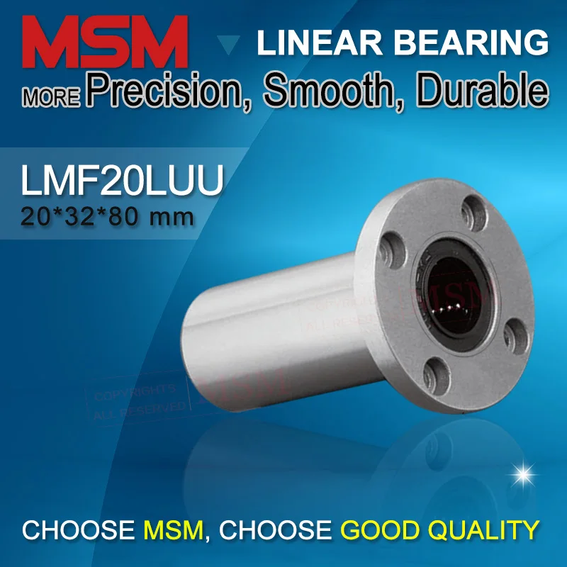 MSM Lengthened Round Flange Linear Bearings 2pcs LMF20LUU Double Length