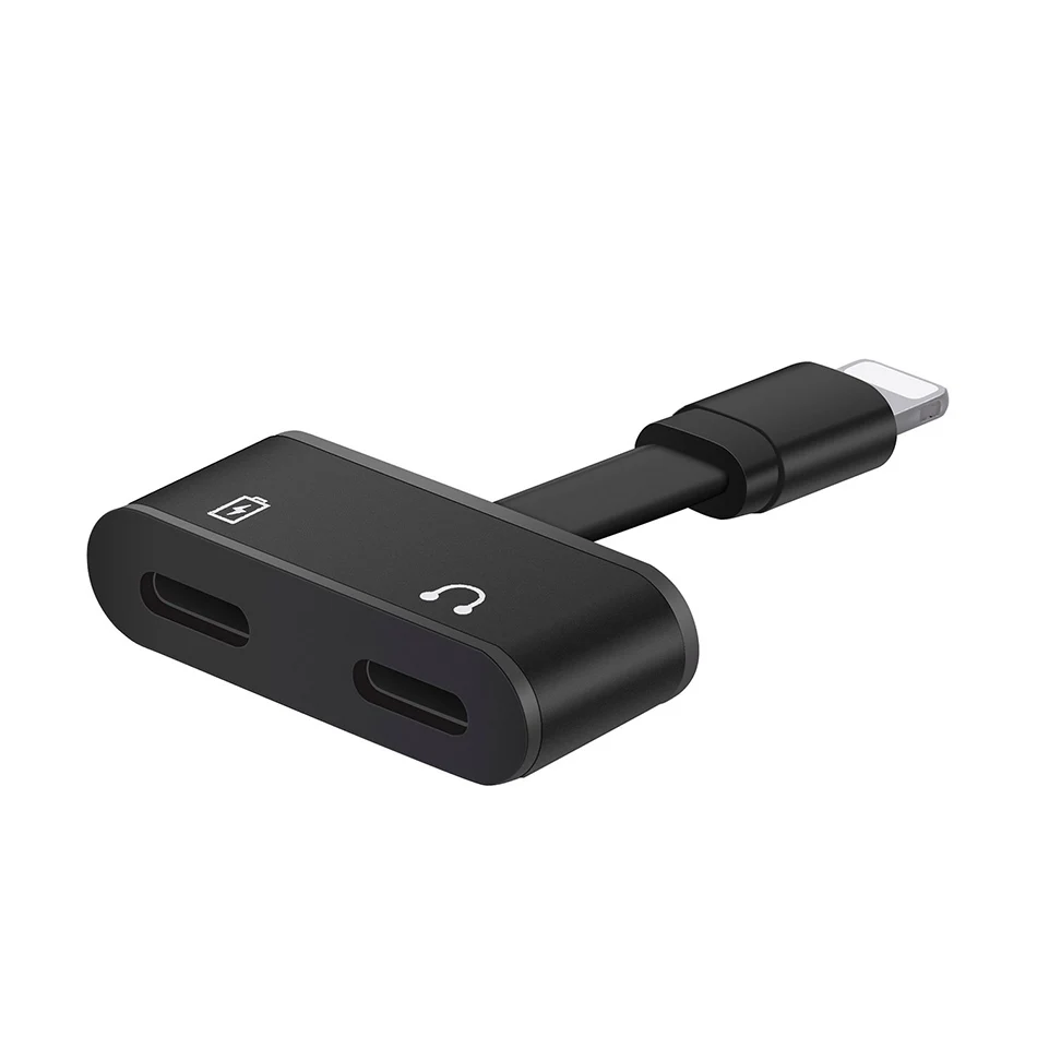 !ACCEZZ TPE AUX Dual Lighting Adapter Cable For iPhone 7 8 Plus XR XS MAX X Audio Calling Charging Connector For IOS 10 11 12 (10)