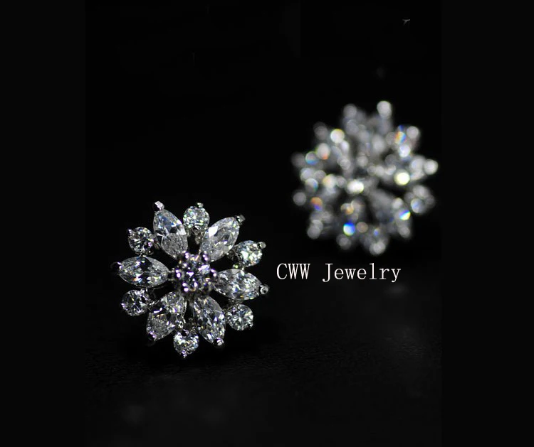 Женские серьги гвоздики с фианитом 1 4 см|earrings handmade|earrings huggieearrings ivory |