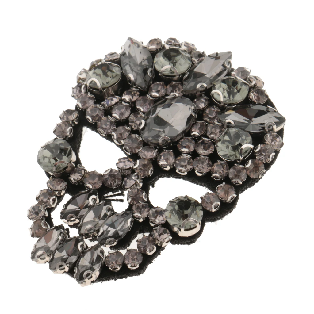 3Pcs Rhinestone Beaded Skull Eyes Patch for Clothing Sewing on Beading Applique Jackets Shoes Bags DIY Apparel Decoration