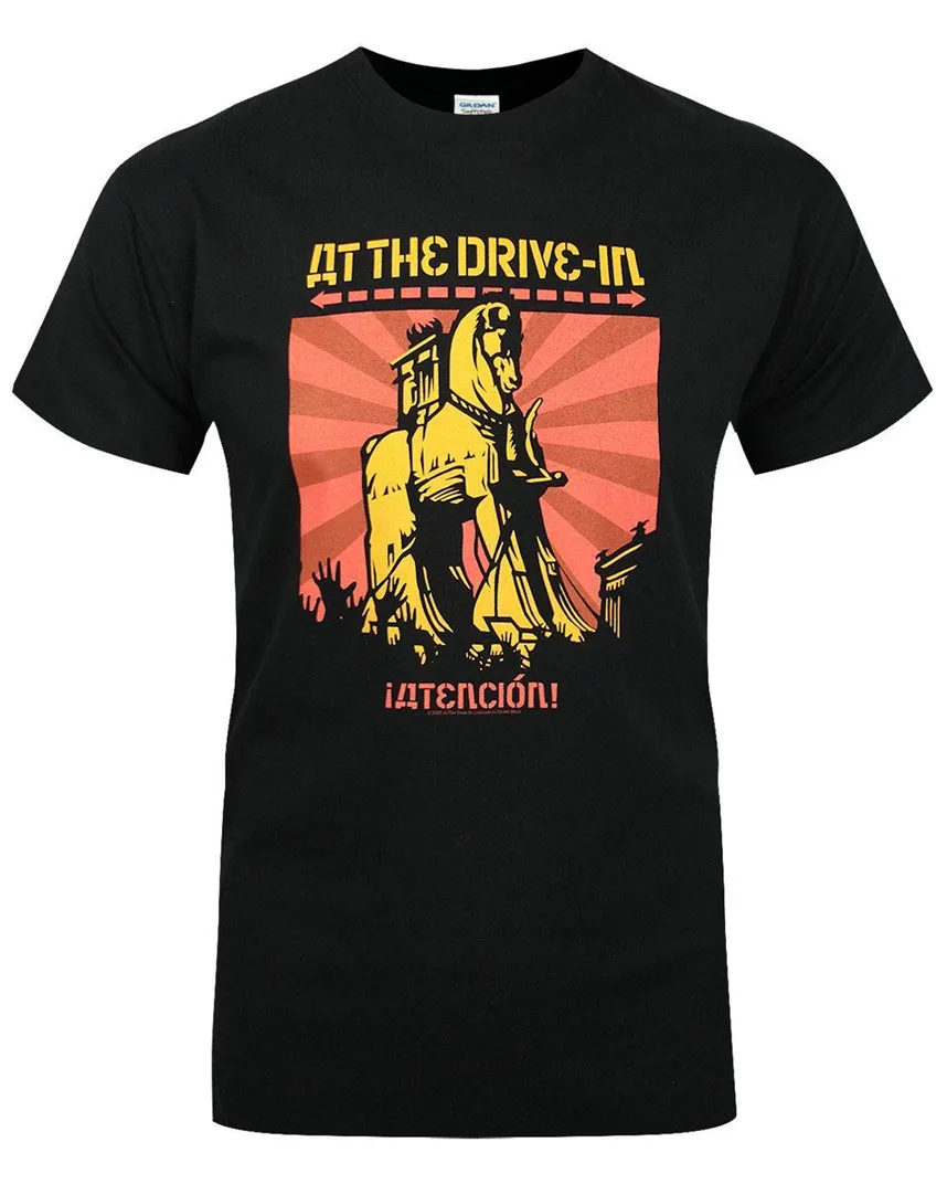 

At The Drive In Atencion Men's T Shirt Cartoon T Shirt Men Unisex New Fashion Tshirt Free Shipping Funny Tops 100% Cotton Tee