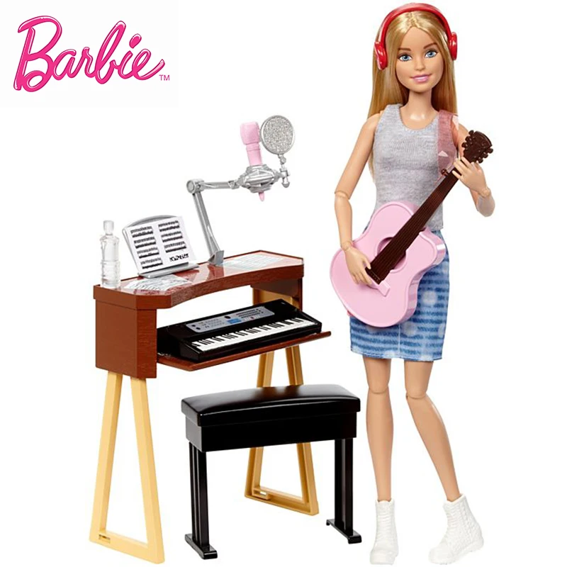 Original Barbie Brand Musician All Joints Move Set Barbie Girl Doll Toys Birthdays Girl Gifts For Kids Boneca toys for children