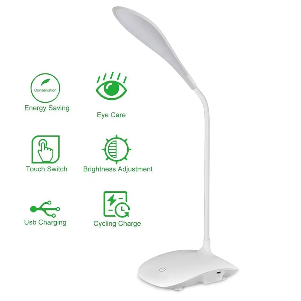 Portable Eye care Desk Lamp USB Rechargeable Adjustable Gooseneck