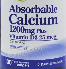 

Pride Absorbable Calcium 1200 mg with Vitamin D3 25 mcg Promotes bone health Promotes muscle&nerve function