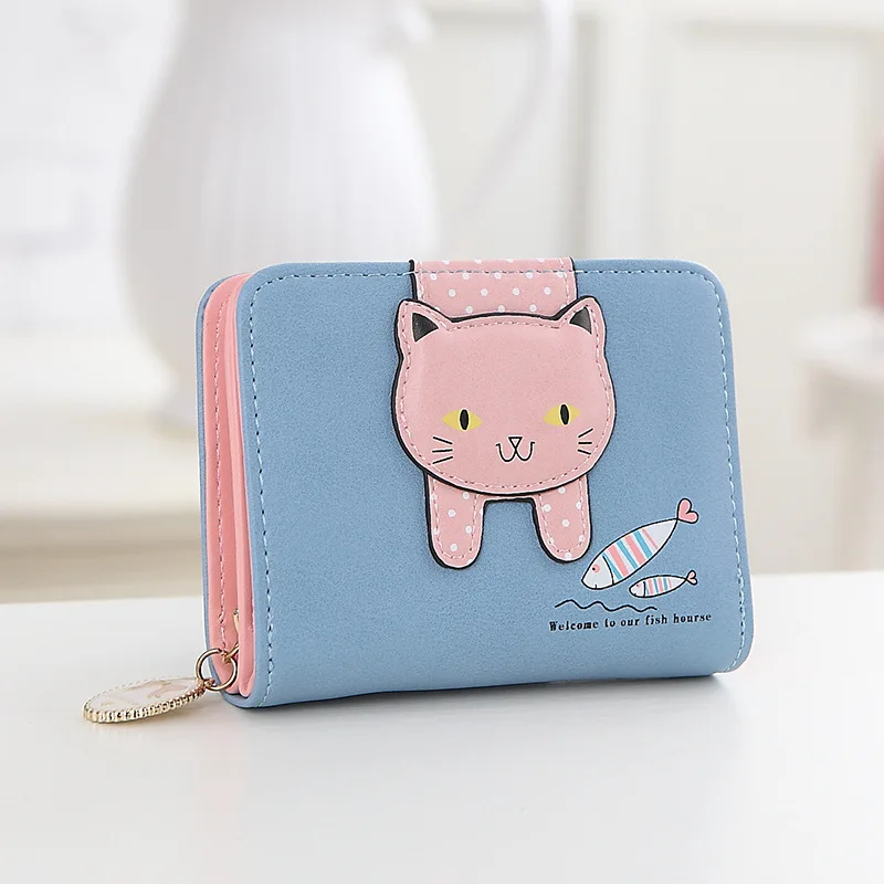 Dollar Price Women Cute Cat Small Wallet Zipper Wallet Brand Designed Pu Leather Women Coin ...