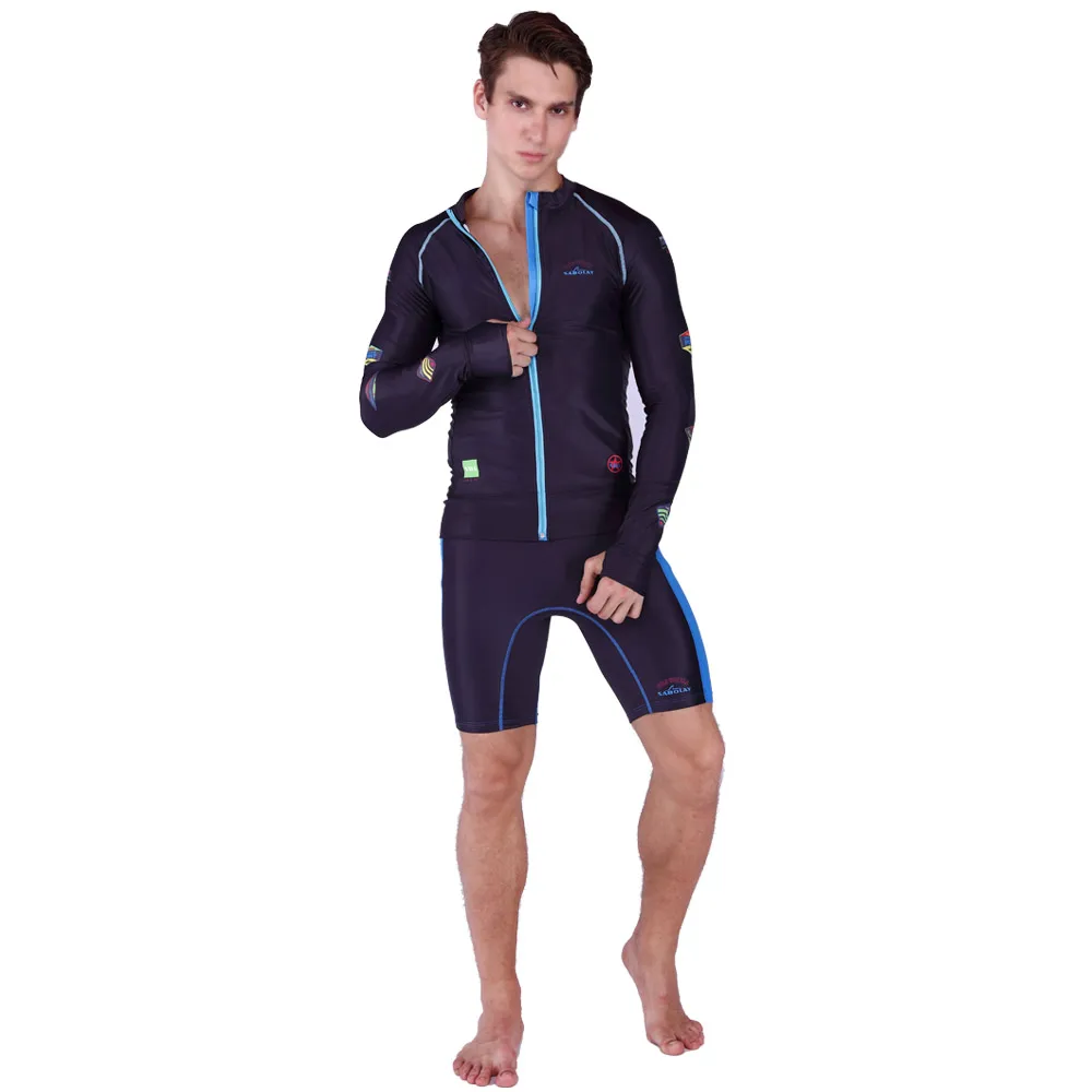 Men Surfing Rash Guards Couple Wetsuit Diving Suit Long Sleeve Zipper