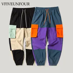 VFIVEUNFOUR Цветные Лоскутные накладные карманы шаровары свободные брюки 2019 Новое поступление хип-хоп брюки эластичные талии джоггеры
