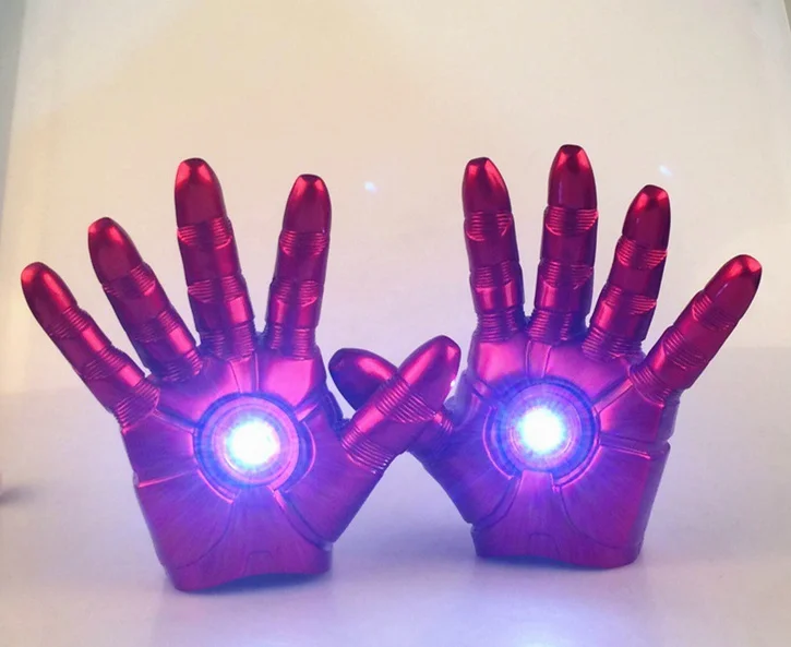 

[New] 1:1 Cosplay 1 pair The Avengers 2 Iron man Mark 3 LED light Gloves luminous Action Figure Toy model costume party gift
