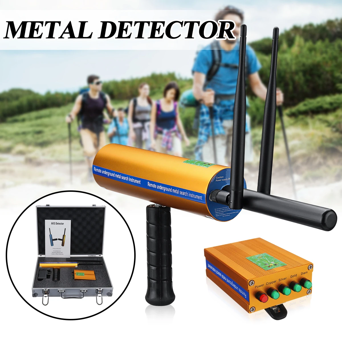 

Deepth AKS 3D Metal Detector Double antenna Upgraded version Long Range Metal Detector gold silver copper diamond Detector