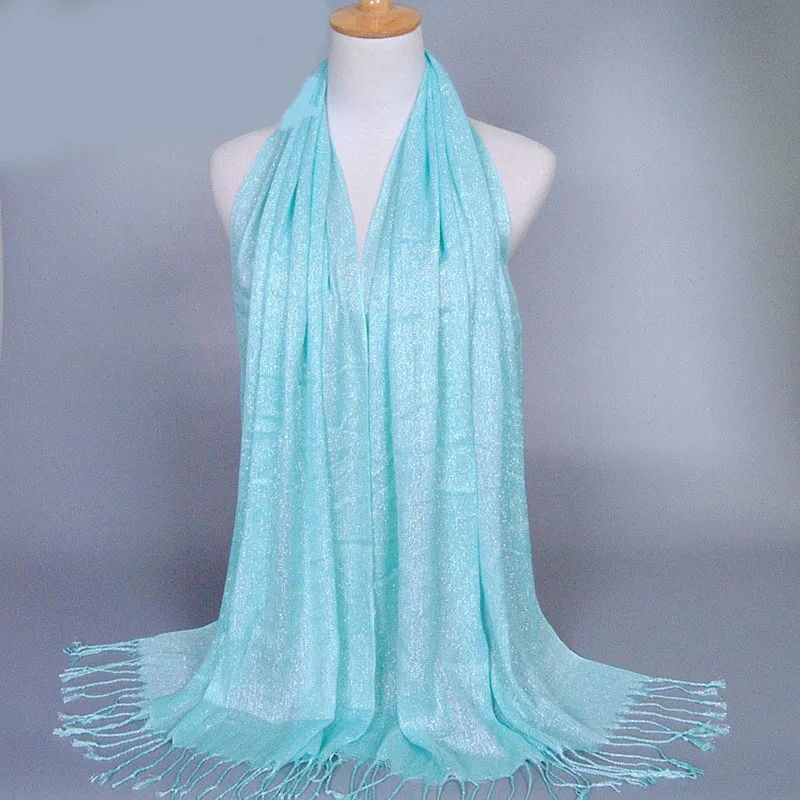 YILIAN бренд Для женщин хиджаб элегантные стильные однотонные кисточки Декор аксессуар сверкающих Для женщин шарф SC189 - Цвет: 13