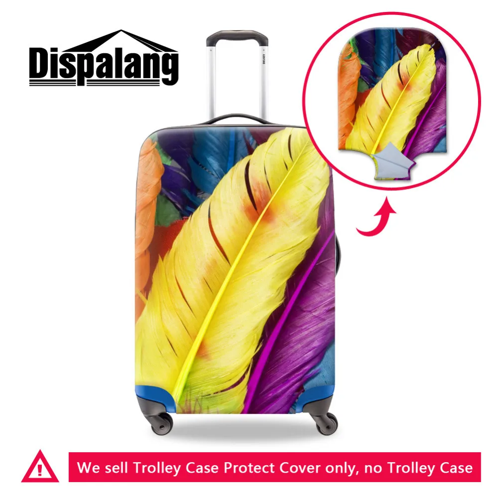 Цветной перьевой принт эластичный водонепроницаемый багажный Защитный чехол для 18-30 дюймов художественный стиль дорожный Багаж чемодан для путешествий Чехол