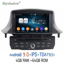 TDA7851 Android 9,0 для Renault Megane III Fluence 2009- 64G rom автомобильный dvd-плеер gps ГЛОНАСС RDS радио wifi Bluetooth 4,0