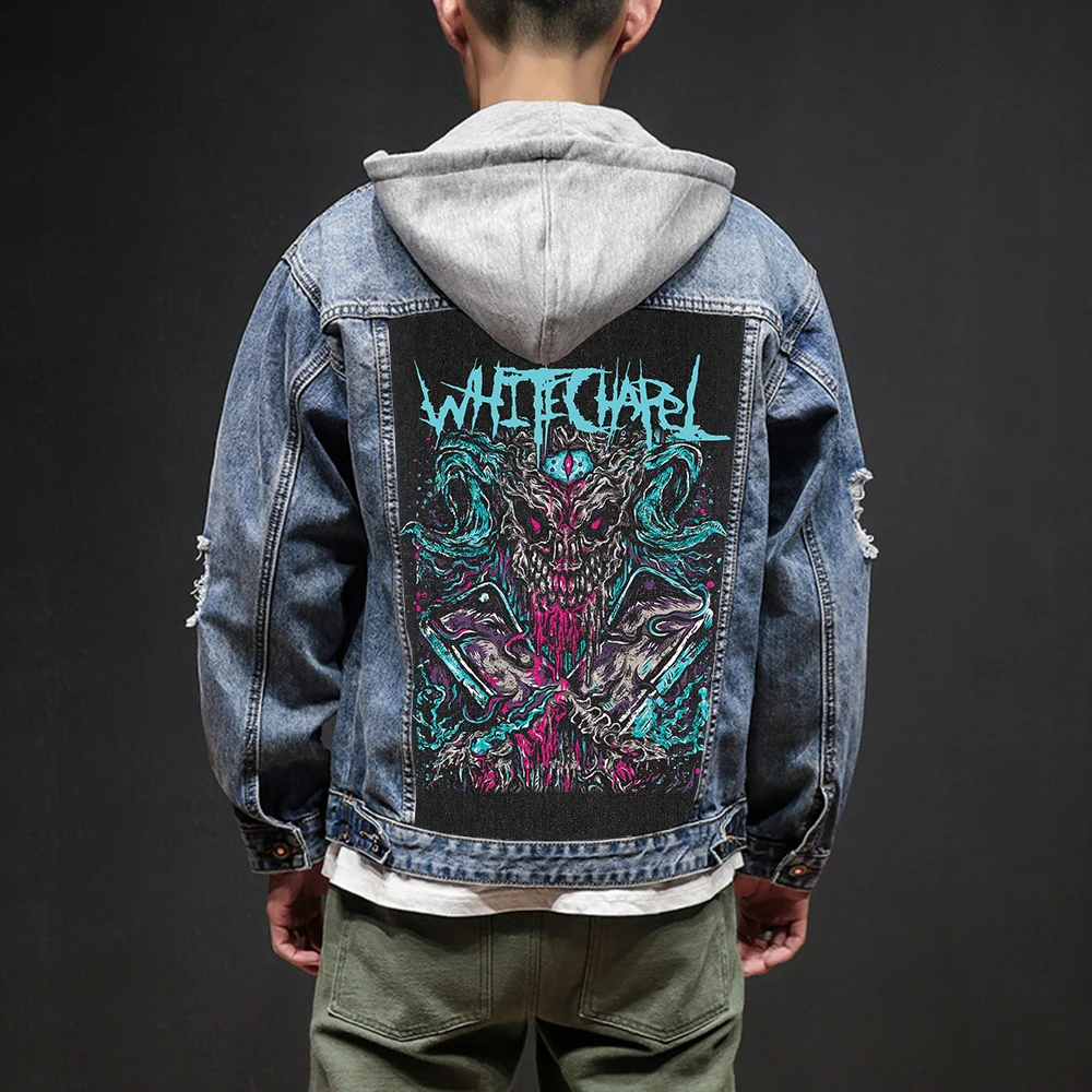 

Bloodhoof Store Whitechapel Rock And Roll Death Heavy Hardcore Punk Style Patch Designs Denim Jeans mens Jackets And Coats