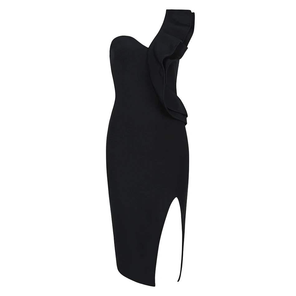 Seamyla Sexy Bandage Dress Women 2019 New Club Wear Ruffles One Shoulder Black Dresses Bodycon Celebrity Party Dress Vestidos