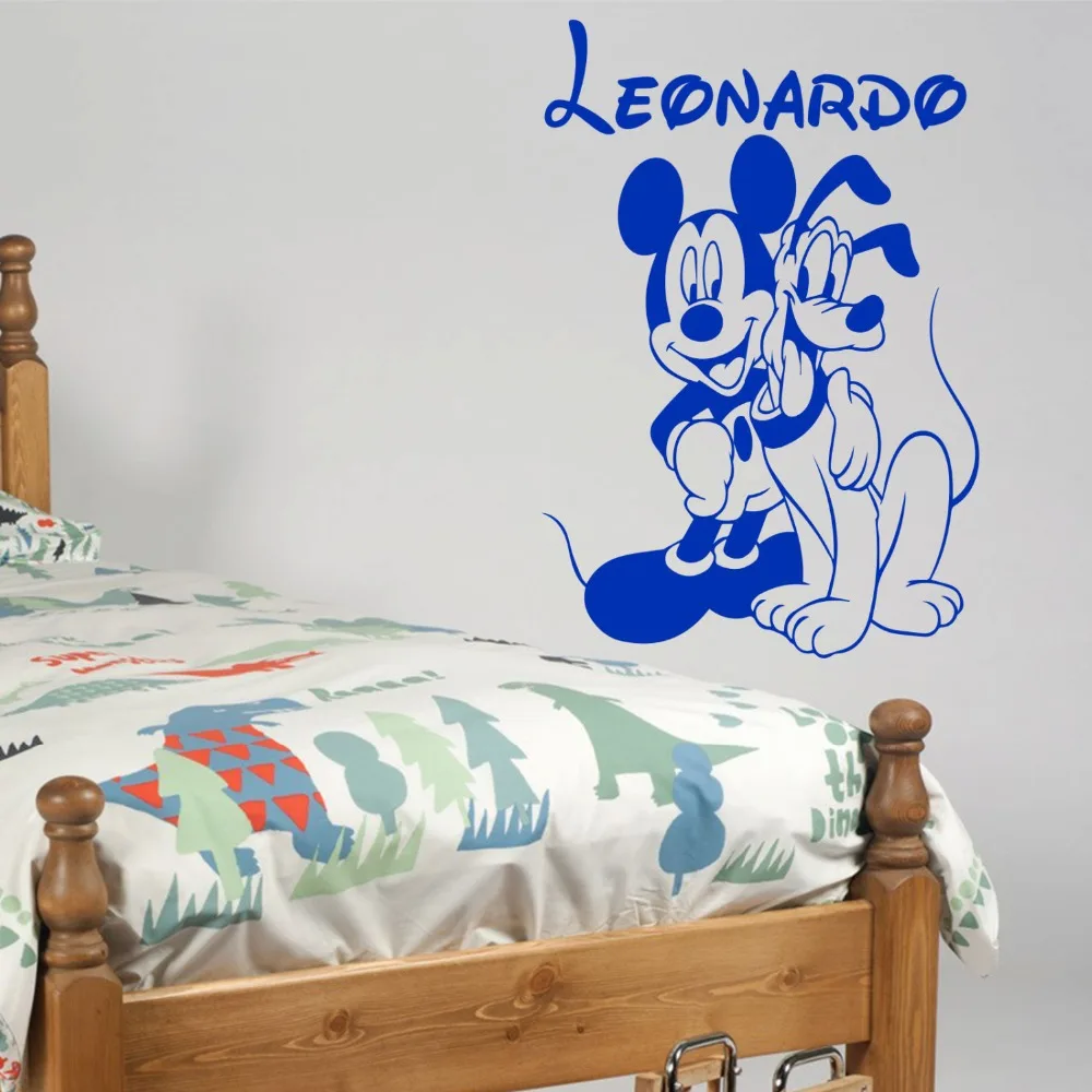

Free shiping Personalized Name MICKEY MOUSE and PLUTO Vinyl Wall Sticker Wall Art Wall Stickers for Kids Rooms