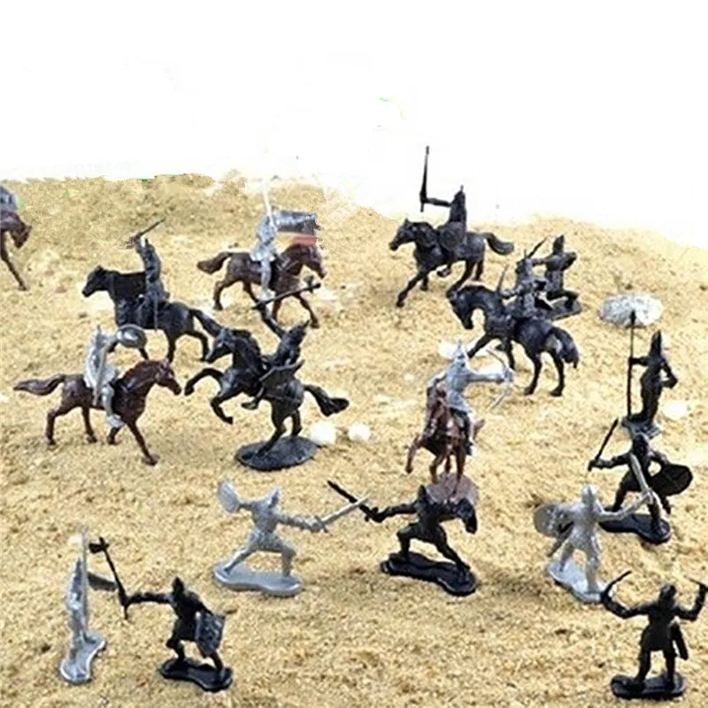 JIMITU 28 шт./компл. Рыцари воина лошадей средневековые солдатики фигурки Playset мини модели игрушки подарок декор для детей и взрослых