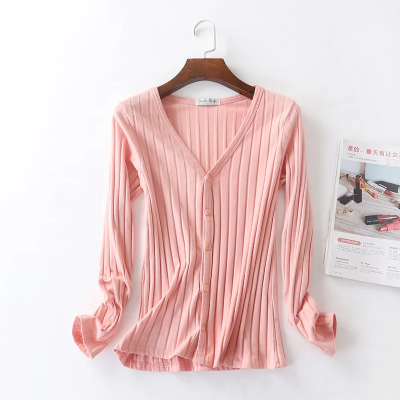 

Ribbed Knitted Cardigan sweater Women Cotton Spring Simple Solid Straight Bottom Clothing Sweater Fashion Cardigan for Female