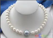 Hot sale new Style >>>>>NATURAL 17″ 12mm WHITE ROUND FRESHWATER PEARL NECKLACE MABE