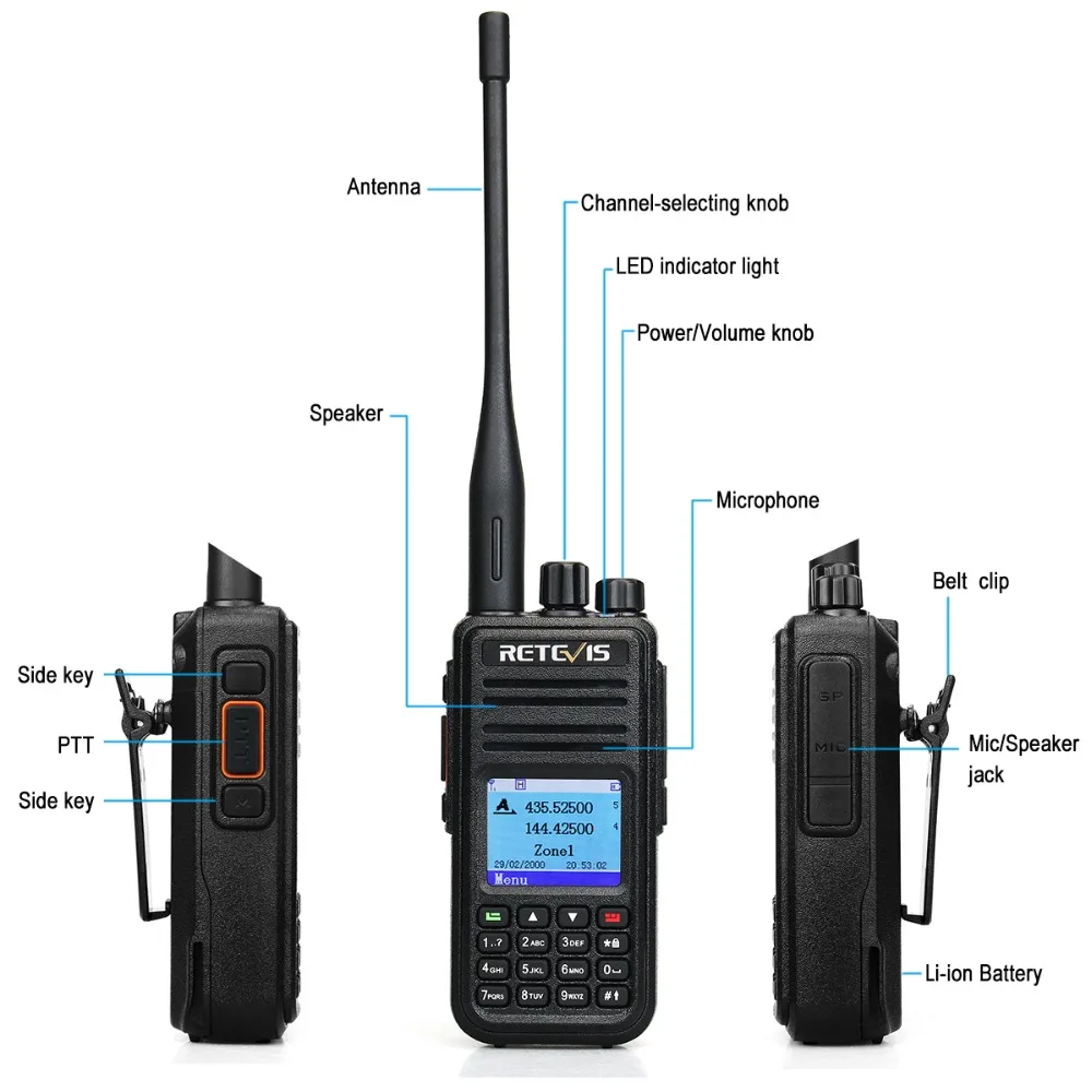 DMR Dual Band Digital Walkie Talkie 2pcs Retevis RT3S VHF UHF GPS Ham Radio Amador Transceiver Portable Two Way Radio Station