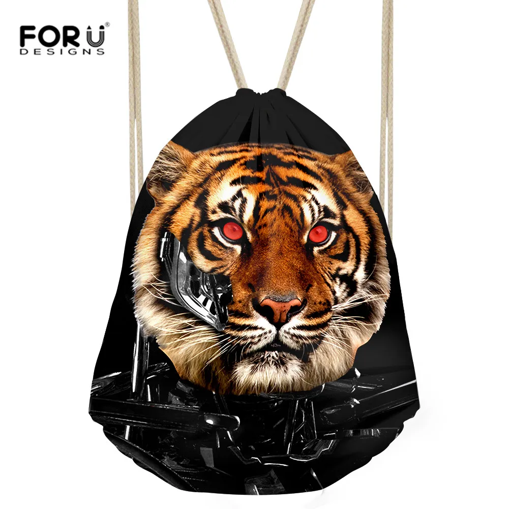 FORUDESIGNS Для мужчин Drawstring сумка холодный Волк тигр печать рюкзак дорожные сумки для хранения подростков школьные Рюкзаки Mochilas Escola