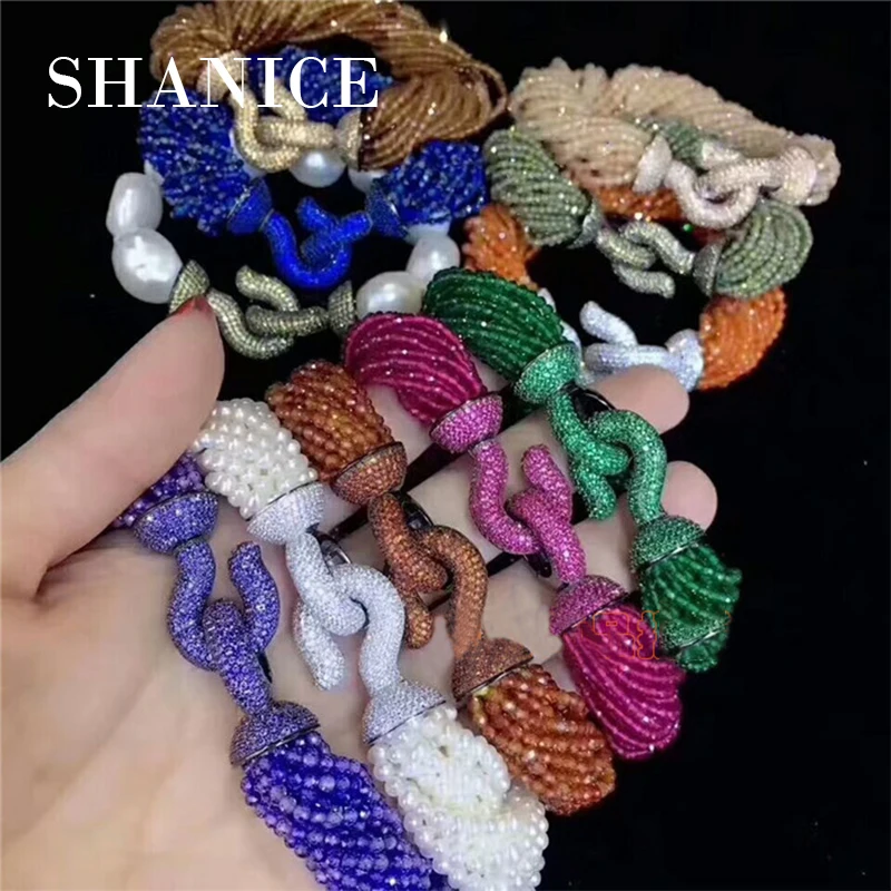 

SHANICE DIY Jewelry Paved Cubic Zirconia CZ Micro Pave Hook Lobster Clasp Cubic Zirconia Clasp Making Materials