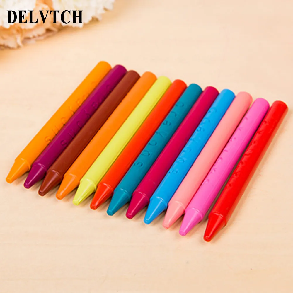 Delvitch 12 видов цветов/набор восковой карандашной ручки нетоксичные стержневые палочки Shool для студентов художественные канцелярские принадлежности для детей рисование рисунок подарок