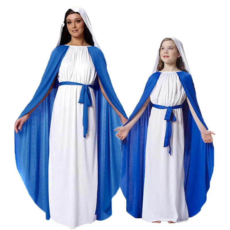 

Umorden Easter Purim Halloween Costumes Family Matching Virgin Mary Costume Cosplay Dress for Women Girl Kids