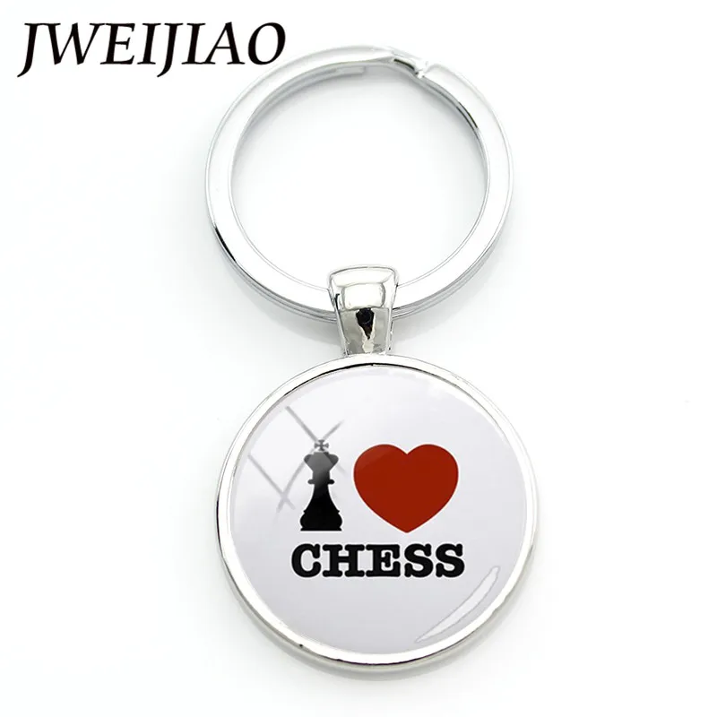 

JWEIJIAO Vintage I Love Chess Keychain Gift Kid Toy Chess Key Ring International Chess Lovers Car Bag Pendant Jewelry CH38