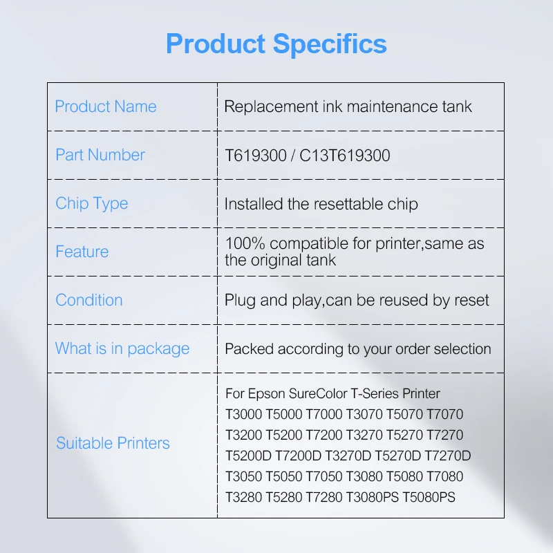 T6193 T619300 обслуживание чернилами для Epson SureColor T3000 T5000 T7000 T3200 T5200 T7200 T3270 T5270 T7270 коробка технического обслуживания