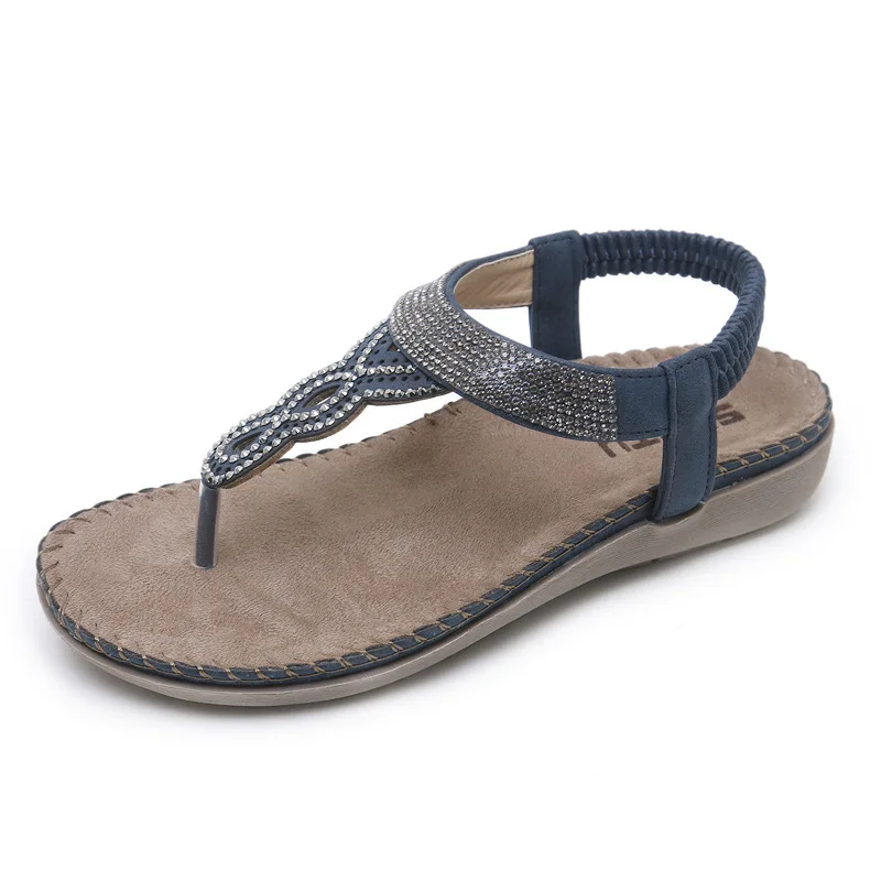 

Fashion Sneakers 2019 Summer Crystal Flats Sandals Soft Sole Casual Low Heels Gladiator Sandals Women Ladies Sandals Size 35-42