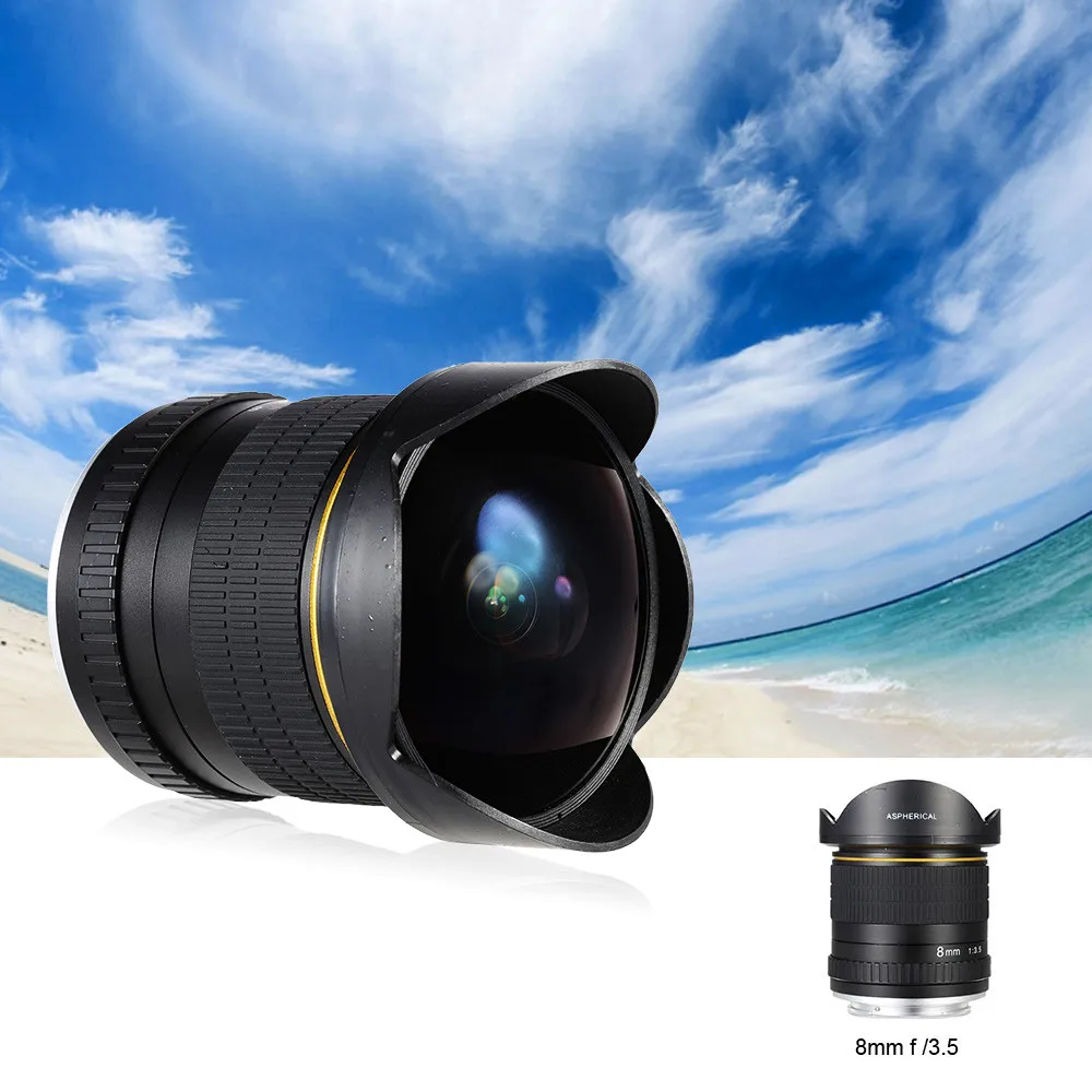 Lightdow 8mm F/3.5 Ultra Wide Lens Fisheye Lens Aspherical Circular Camera Lens for Nikon DSLR