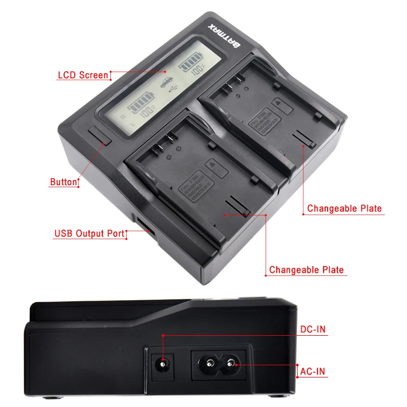 LCD Dual Charger Kits for Panasonic CGA-D54S CGA-D220 CGA-D320 CGA-D54 CGR-D08 CGR-D16 CGR-D28 CGR-D53 Battery