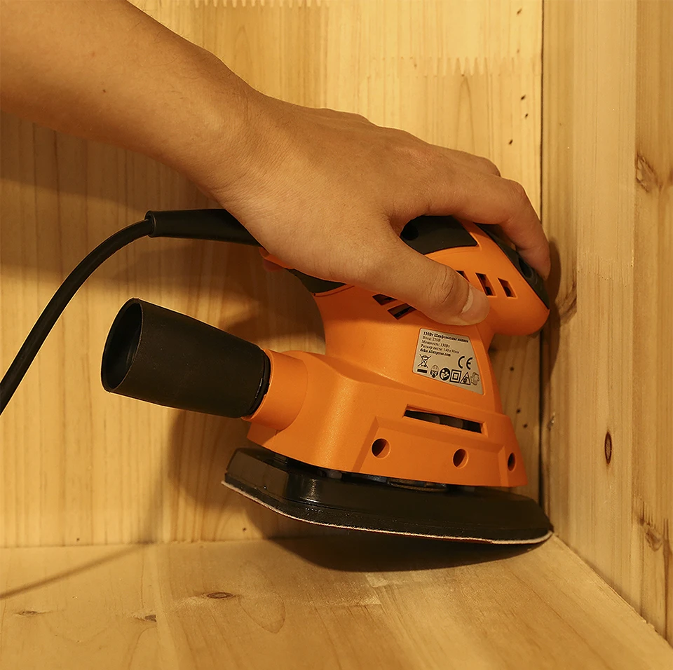 Lijadora Orbital Electrica DEKO DKMS01 130W con 9 Lijas color amarilla