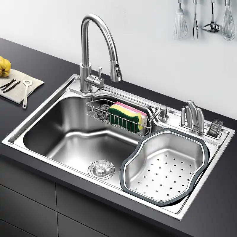 Kitchen Sink Above Counter Or Udermount Sinks Vegetable Washing Basin Stainless Steel Single Bowl 1 2mm Thickness