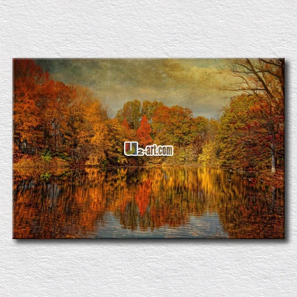 

Pictures of autumn landscape oil painting printing canvas paintings for living room decoration plus the warm