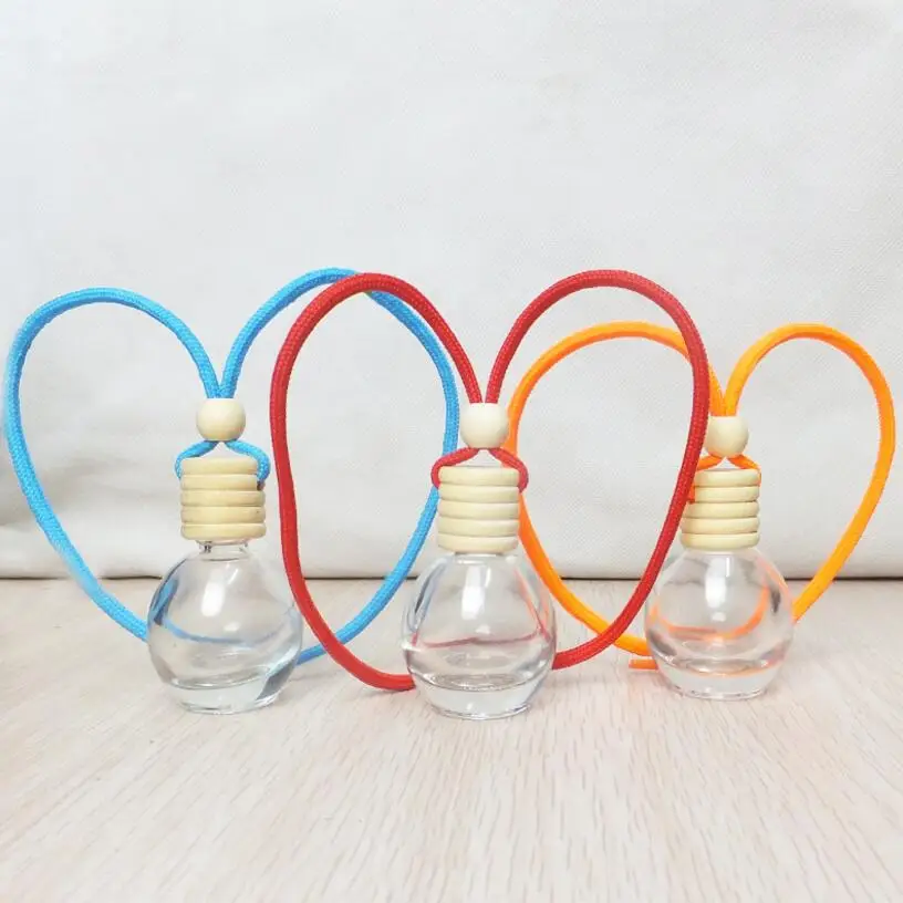 

10ML High Quality Car Decoration flat colored glass perfume pendant car hanging bottle 150pcs/lot