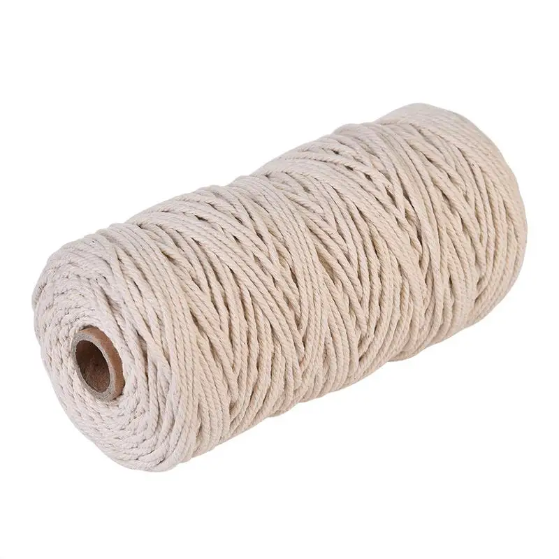 

200m Natural Beige Soft Cotton Twisted Cord Rope Craft Macrame Artisan String DIY Handmade Tying Thread Cord Rope 3mm Diameter