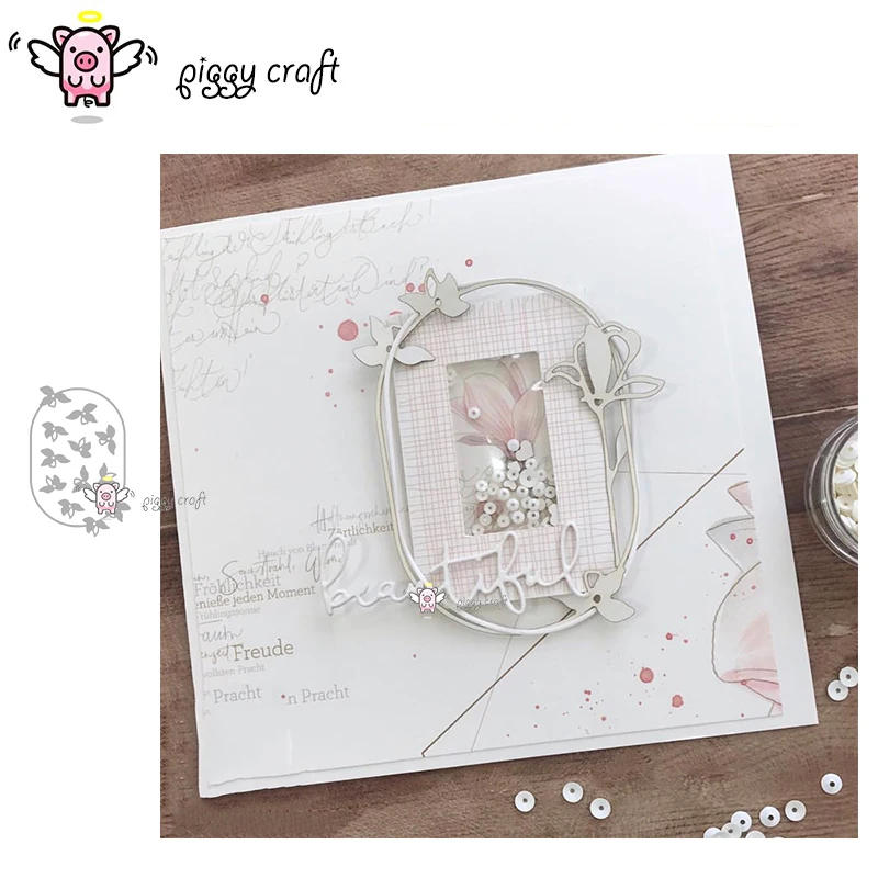 

Piggy Craft metal cutting dies cut die mold Flower leaf oval frame Scrapbook paper craft album card punch knife art cutter die